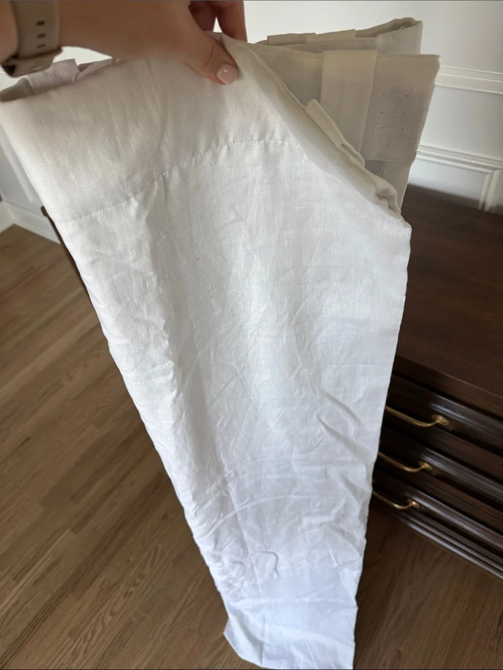 Pottery Barn Belgian Flax Linen Pole Top Curtain - White- Blackout- 2 panels -